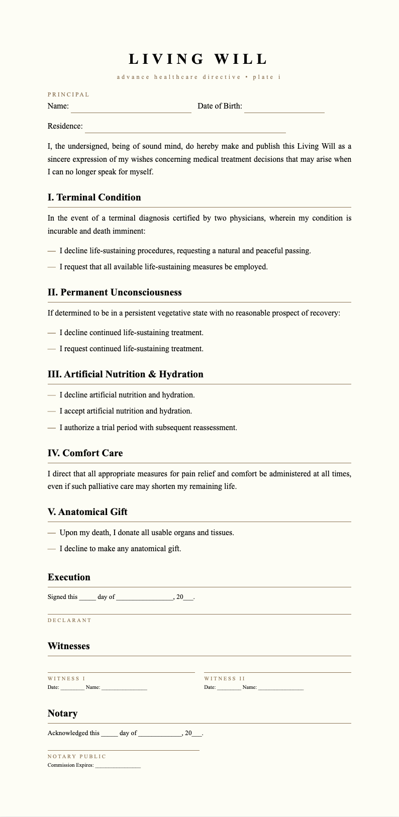 Art Gallery Catalog living will